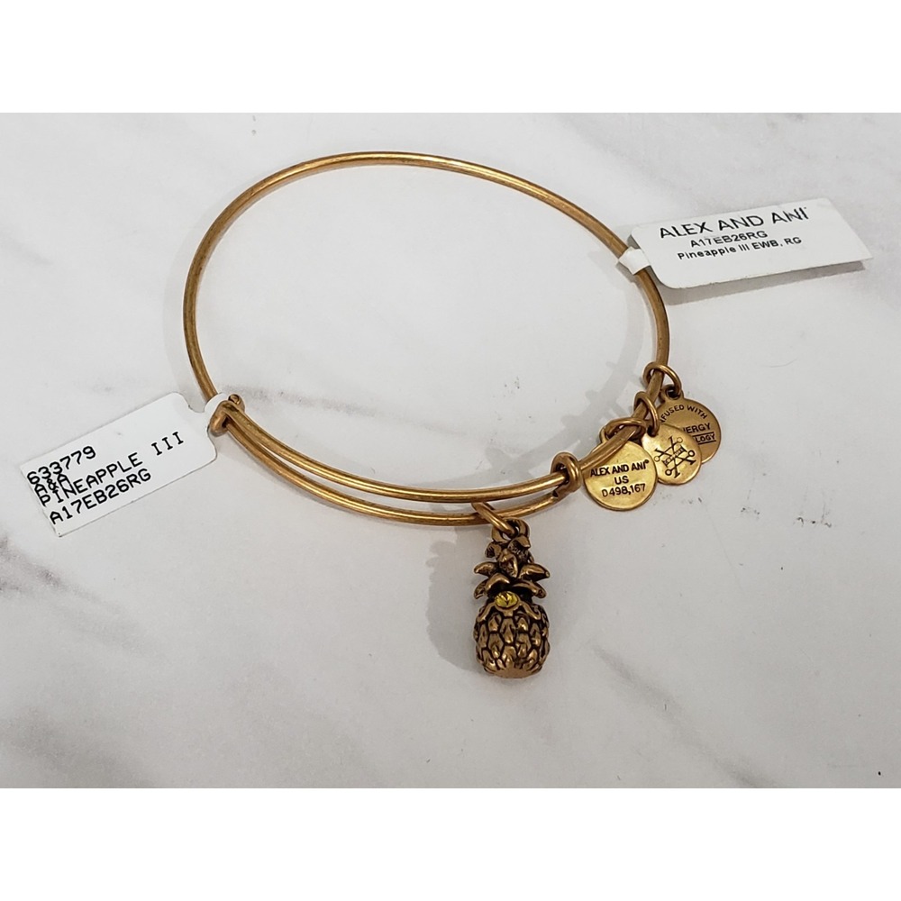 NEW Alex and Ani PINEAPPLE III Shiny Rose Gold Bangle Bracelet